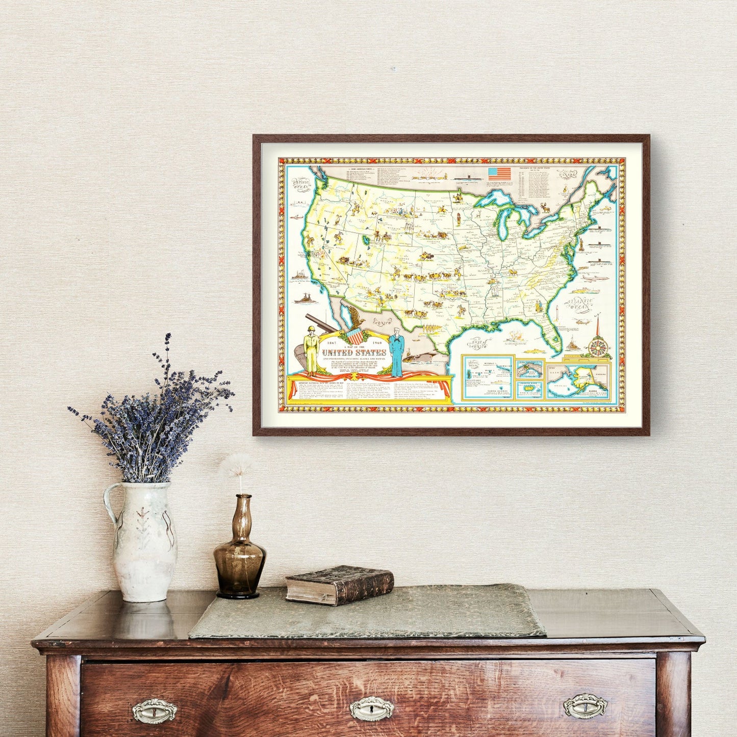 Vintage Map of the United States, 1959