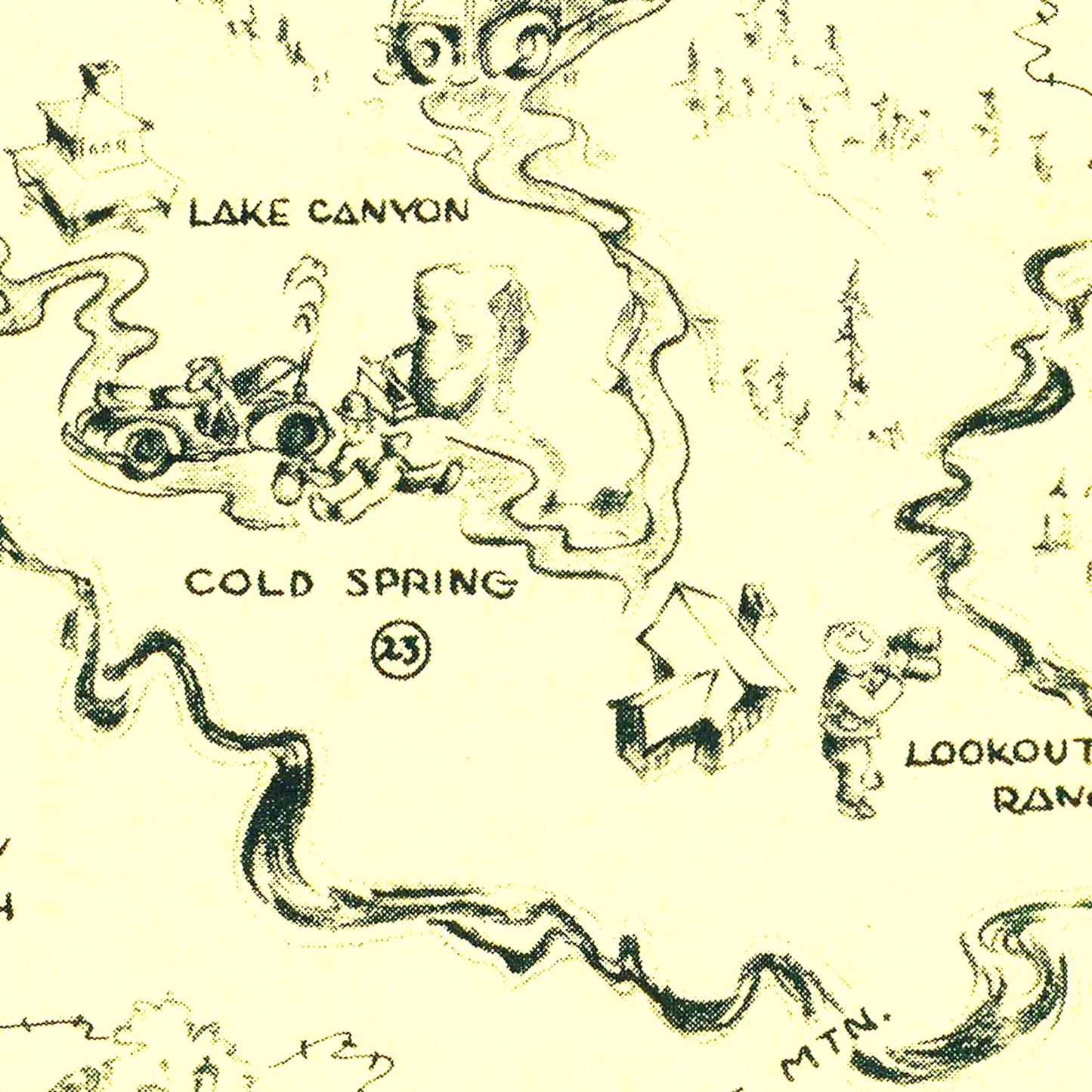 Vintage Map of Three Rivers, California, 1945