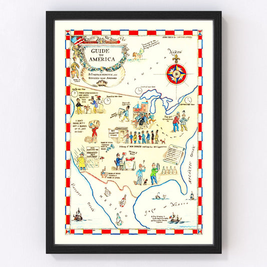 Vintage Guide to America map 1945, digitally restored travel print