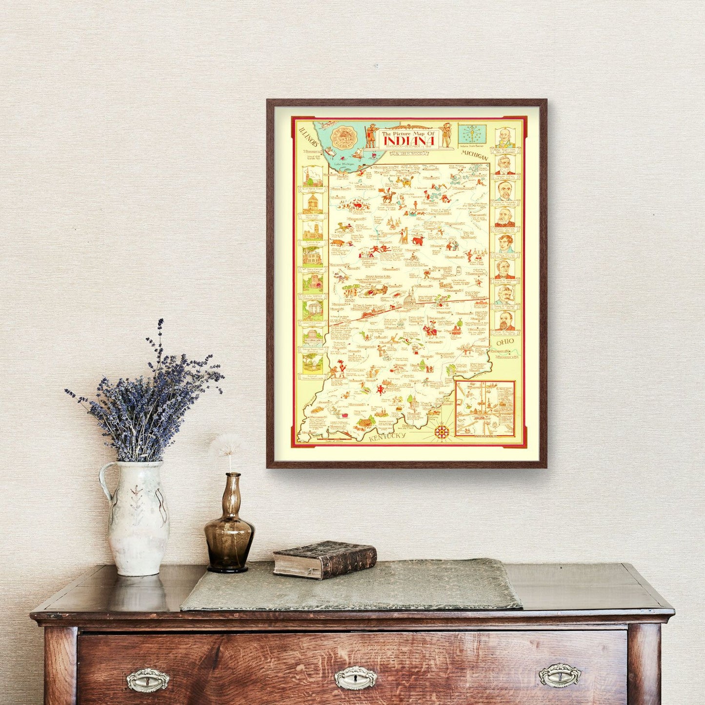 Vintage Map of Indiana, 1932