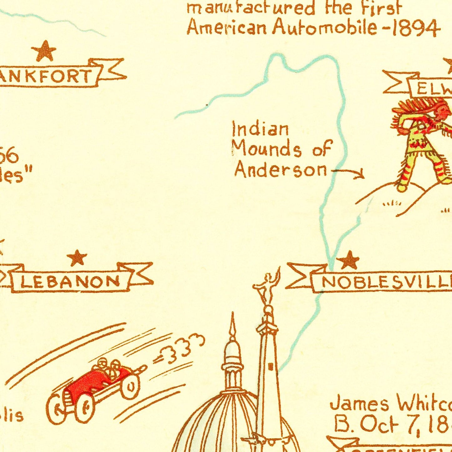 Vintage Map of Indiana, 1932