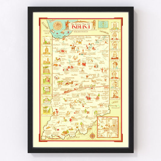 Vintage map of Indiana, 1932