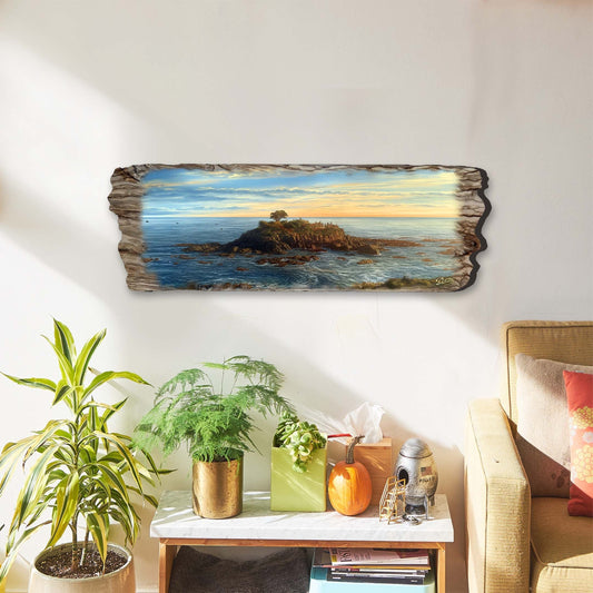 Handcrafted wood ocean view coastal seascape wall art