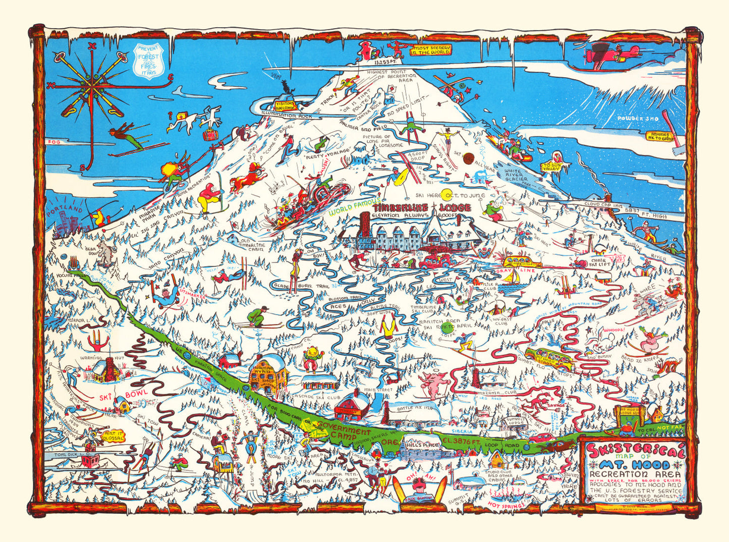 Vintage Map of Mount Hood Recreation Area, Oregon, 1939