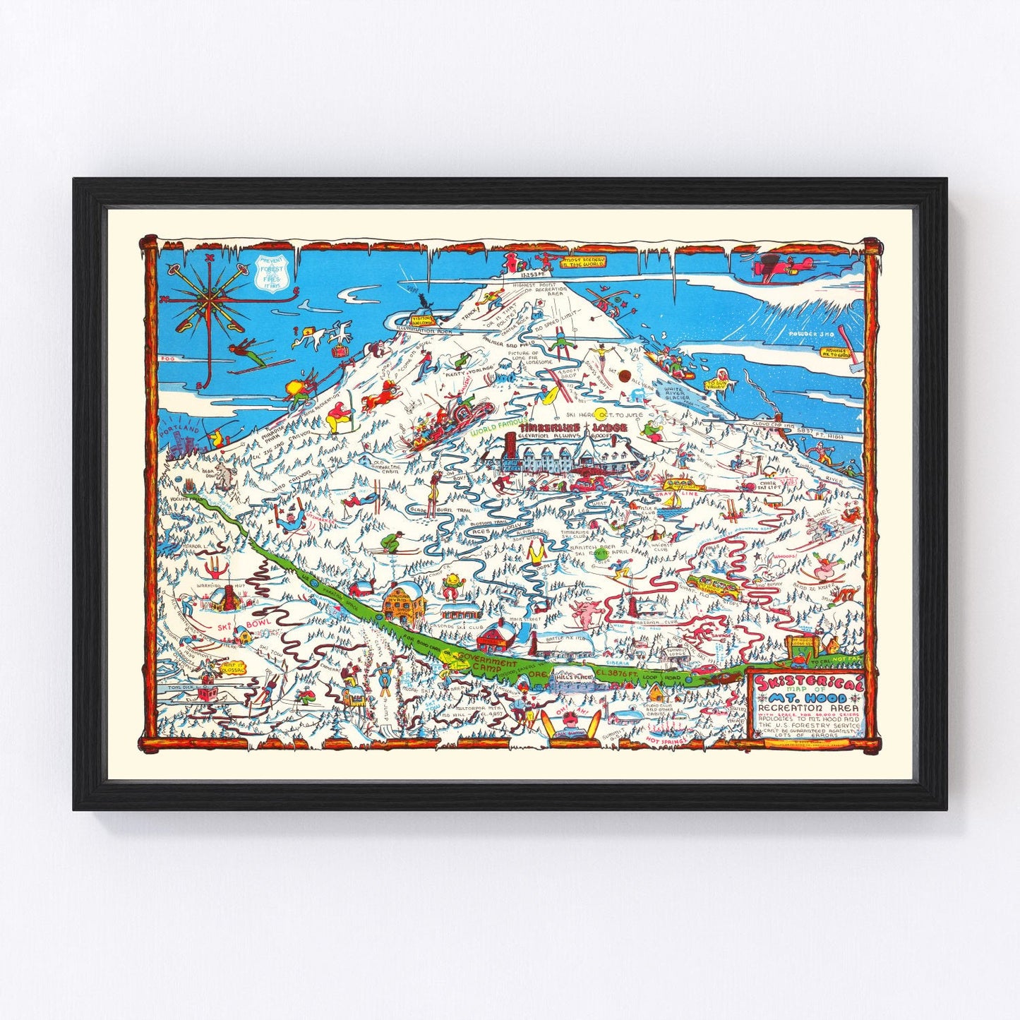 Vintage map of Mount Hood Recreation Area, Oregon, 1939