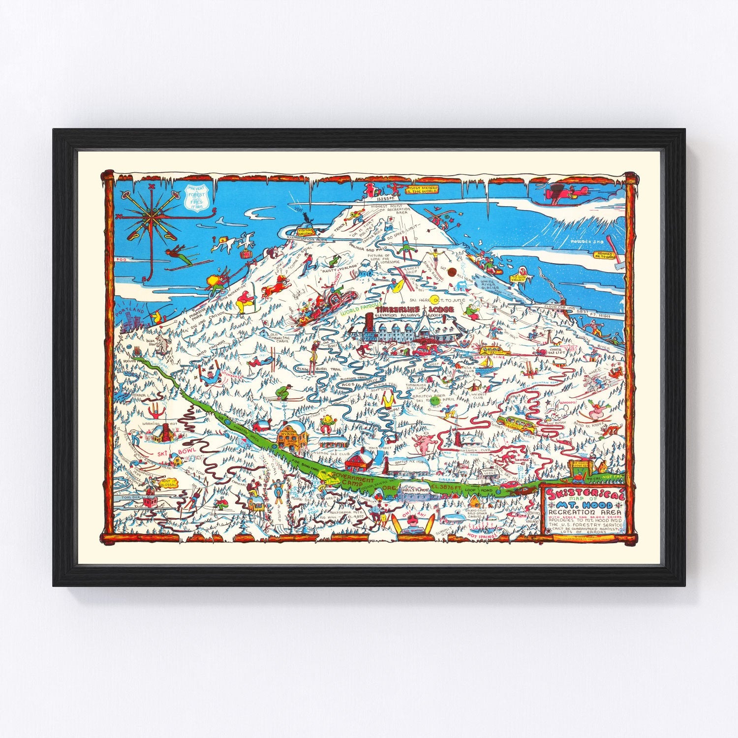 Vintage map of Mount Hood Recreation Area, Oregon, 1939