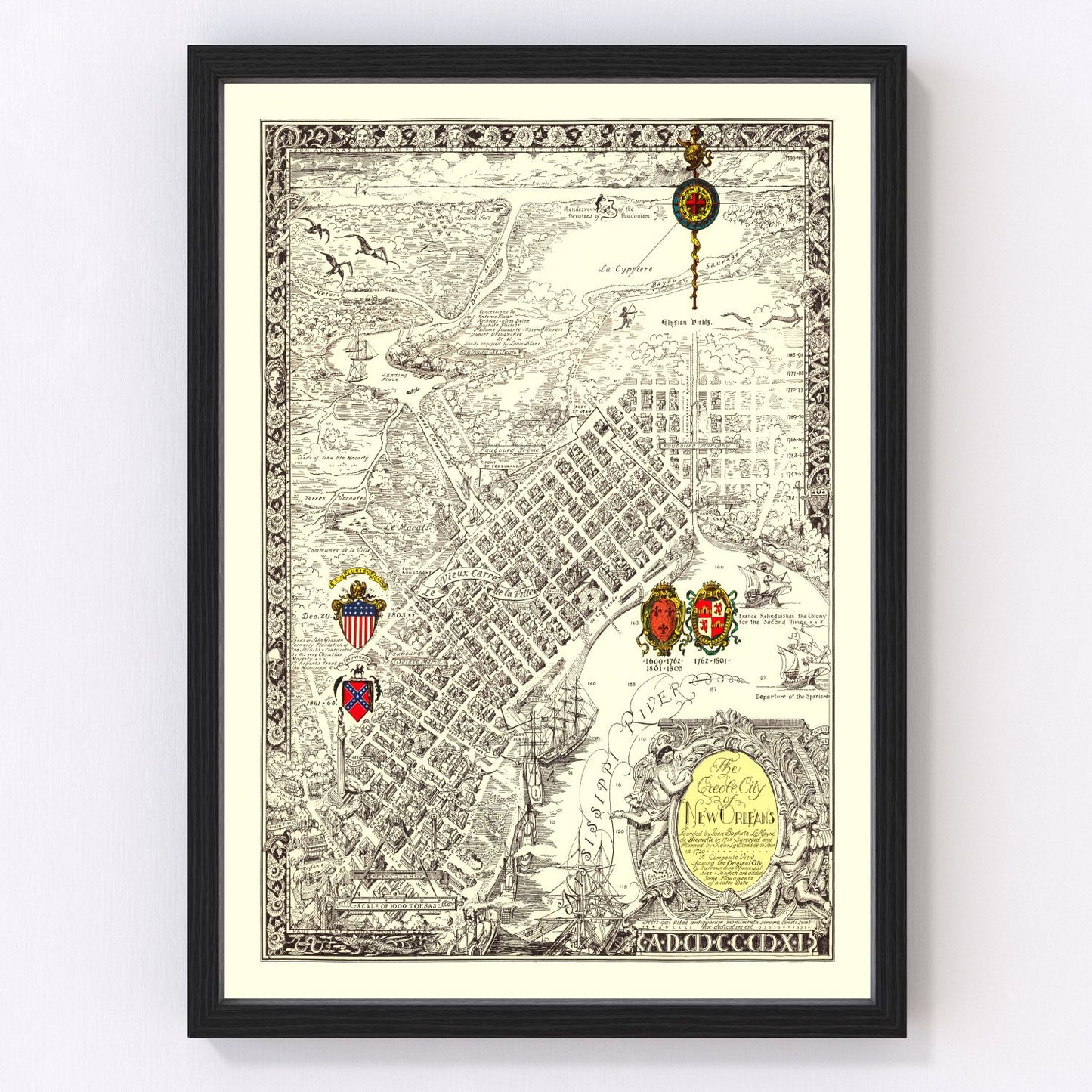 Vintage map of New Orleans, Louisiana, 1930
