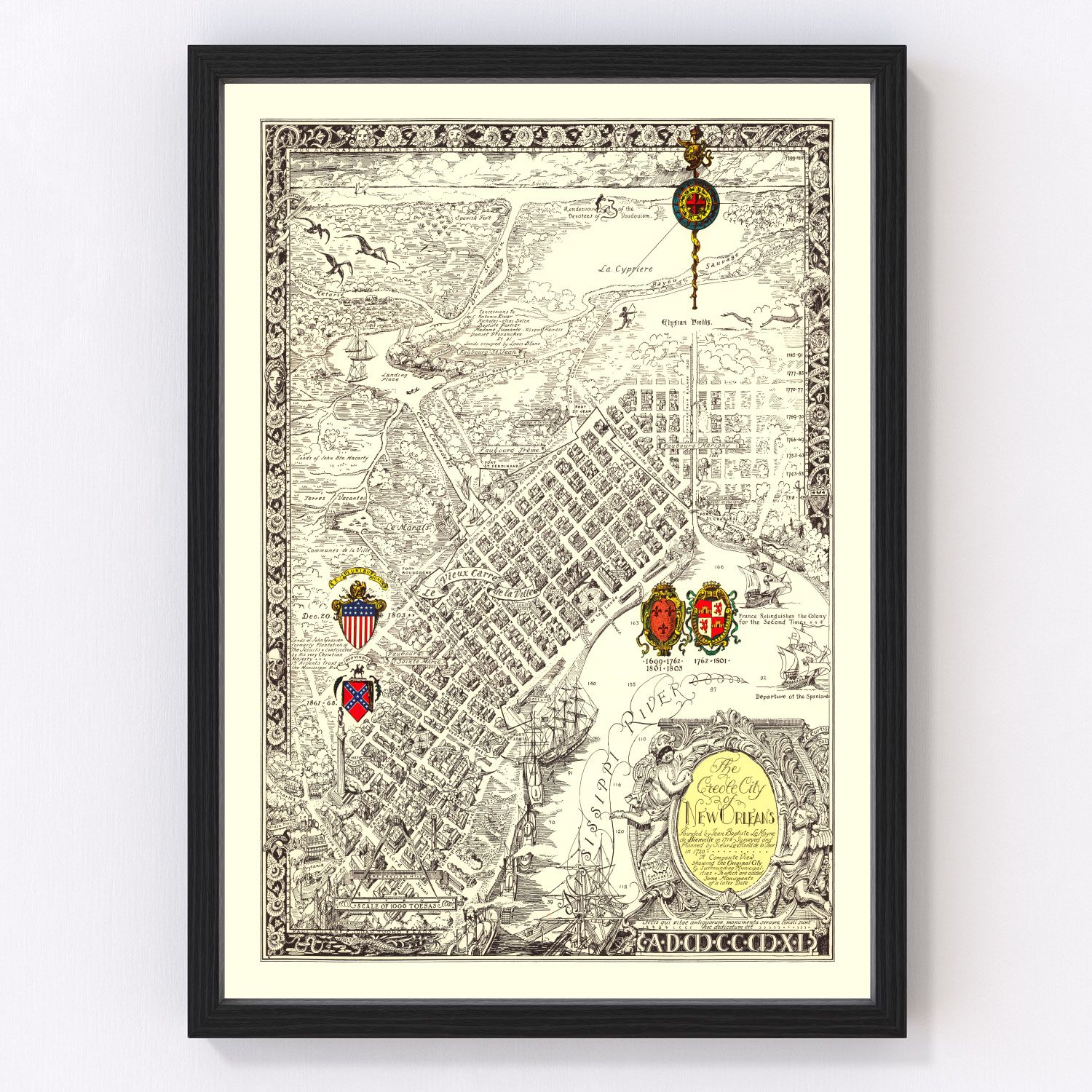 Vintage map of New Orleans, Louisiana, 1930