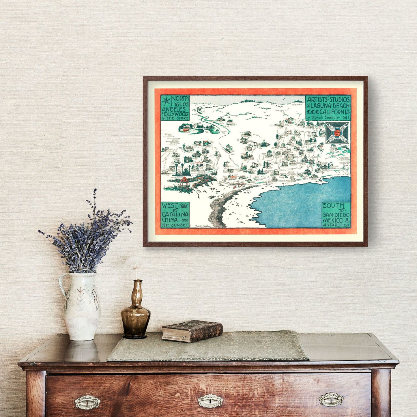 Vintage Map of Laguna Beach, California, 1947