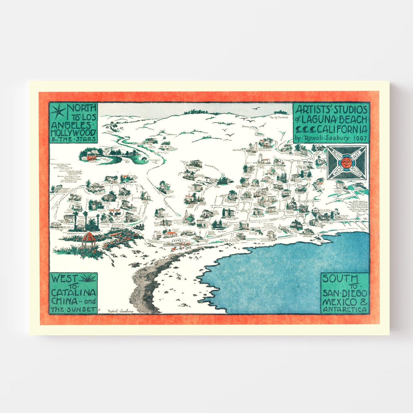 Vintage Map of Laguna Beach, California, 1947