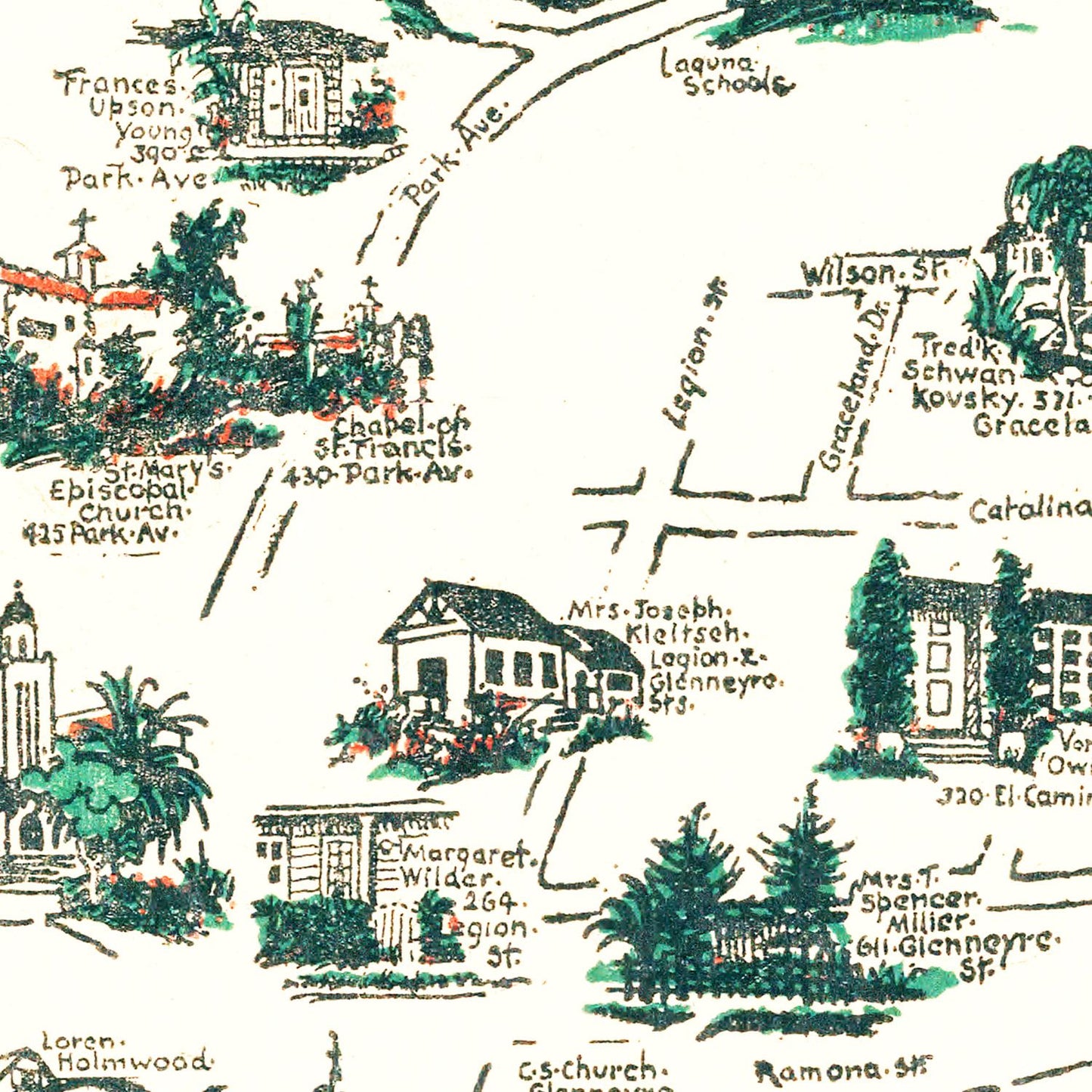 Vintage Map of Laguna Beach, California, 1947