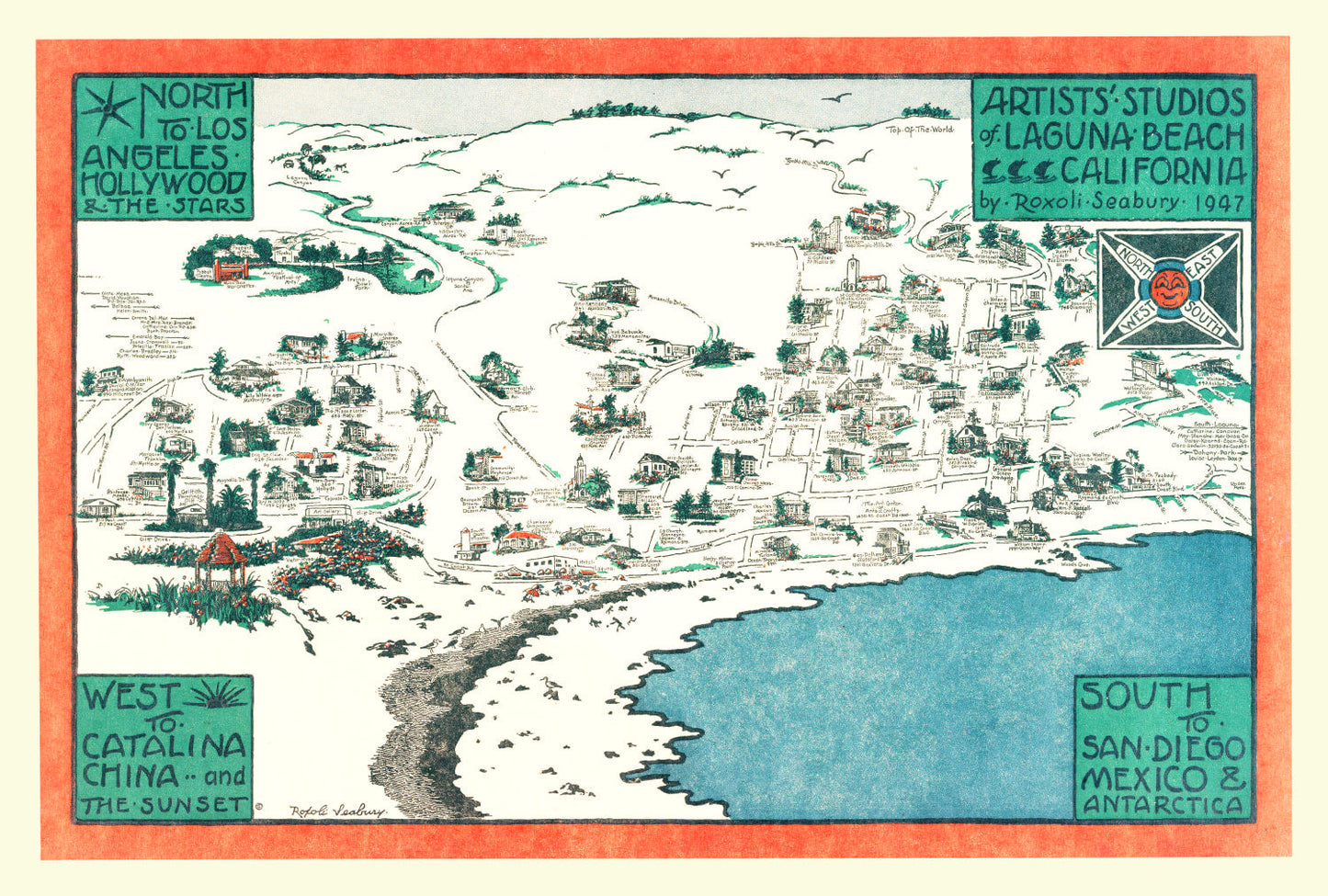 Vintage Map of Laguna Beach, California, 1947