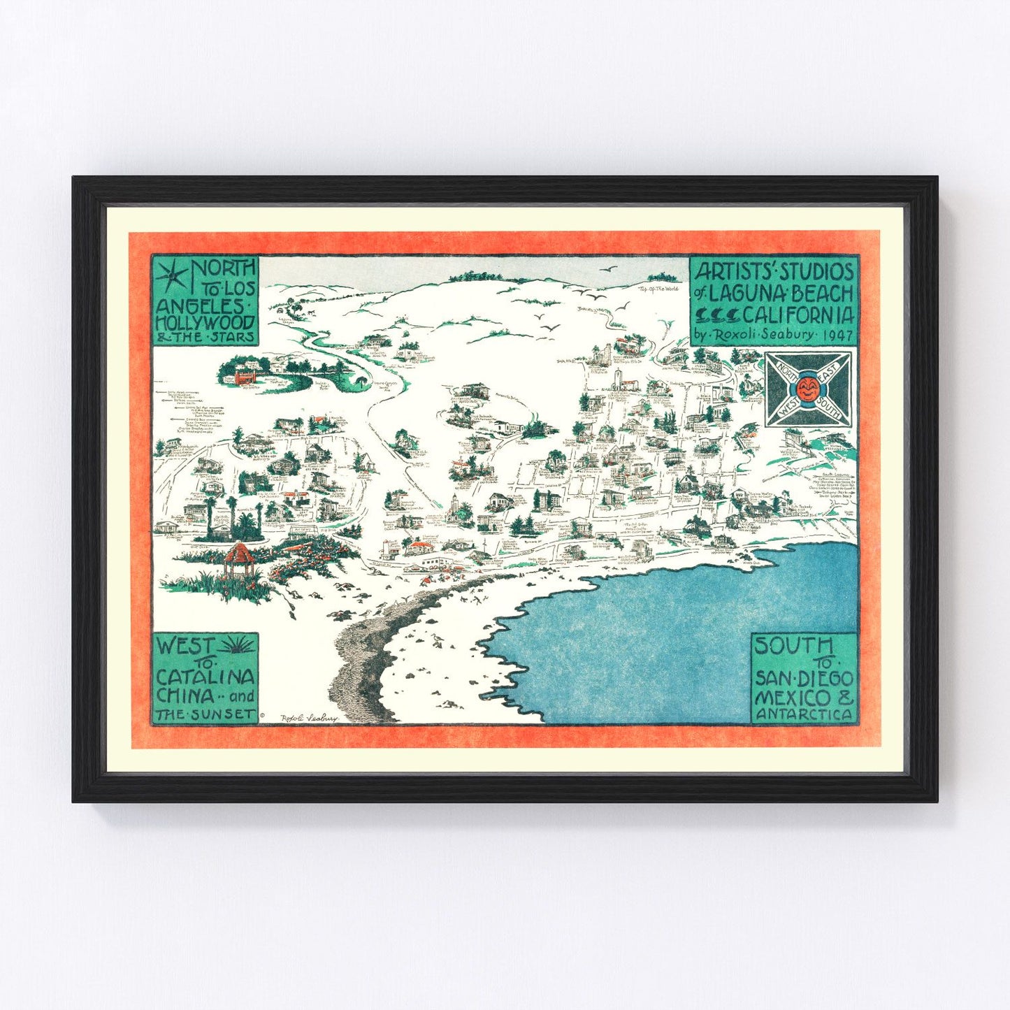 vintage map of Laguna Beach, California, 1947
