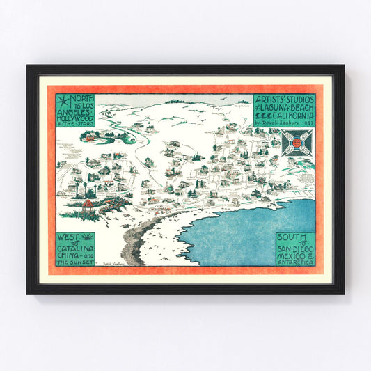 vintage map of Laguna Beach, California, 1947