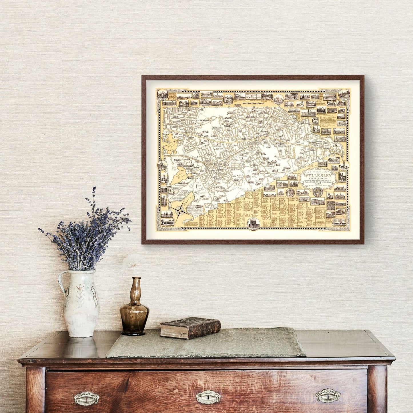Vintage Map of Wellesley, Massachusetts, 1960