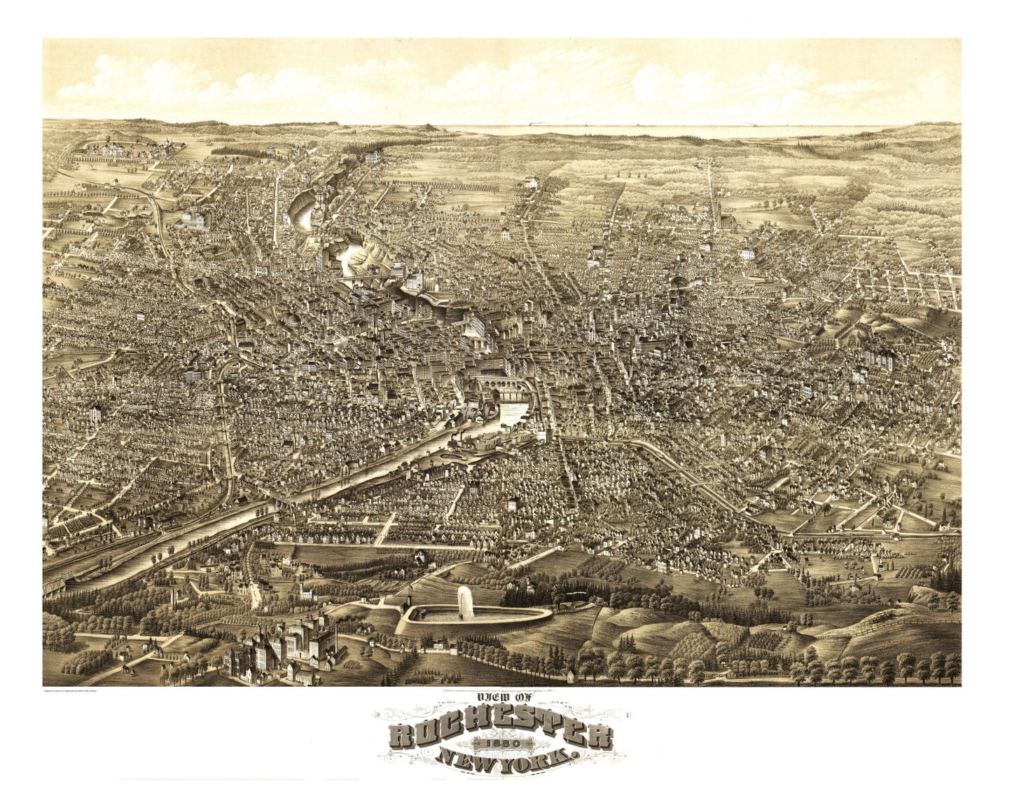 Vintage Map of Rochester, New York, 1880