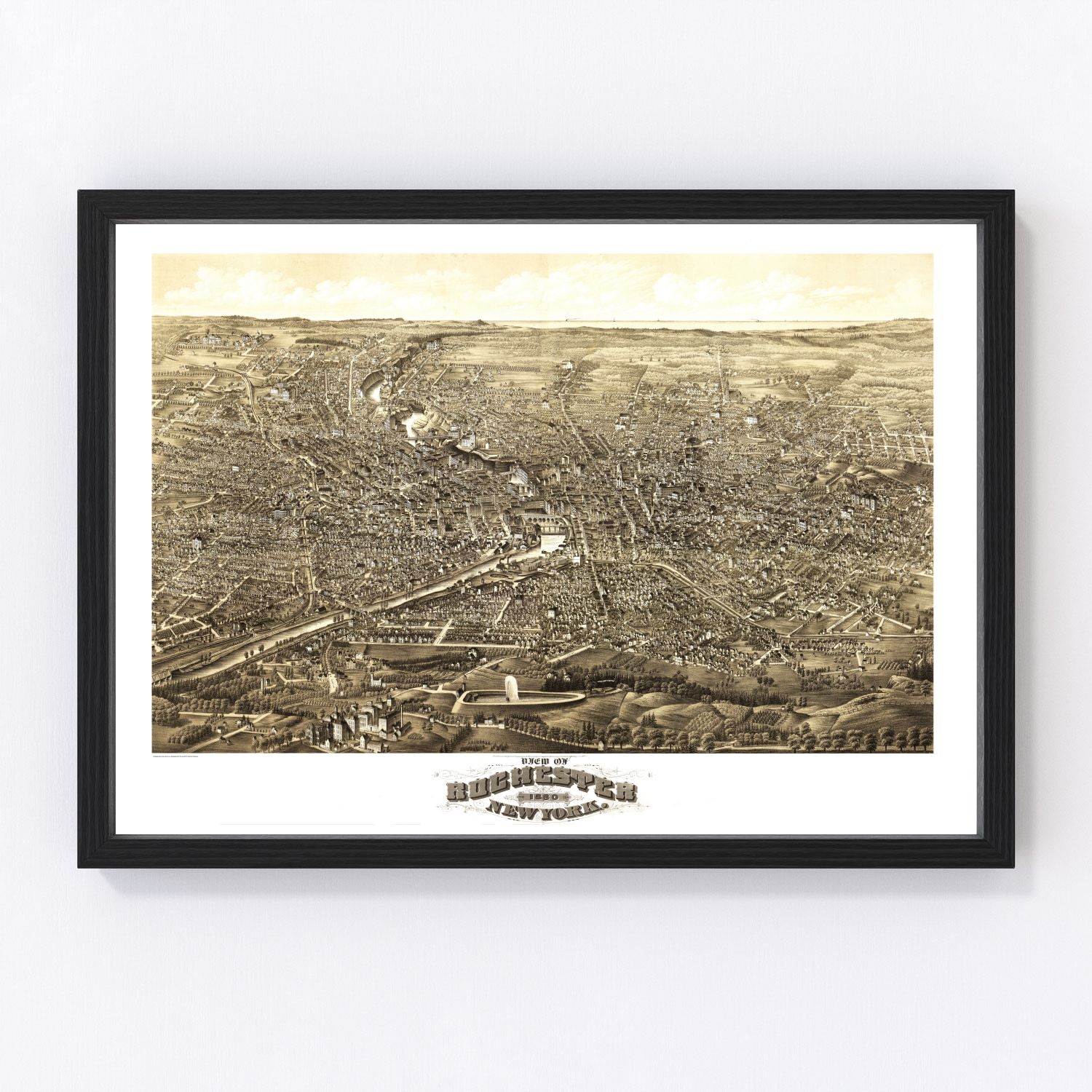 vintage map of Rochester, New York, 1880