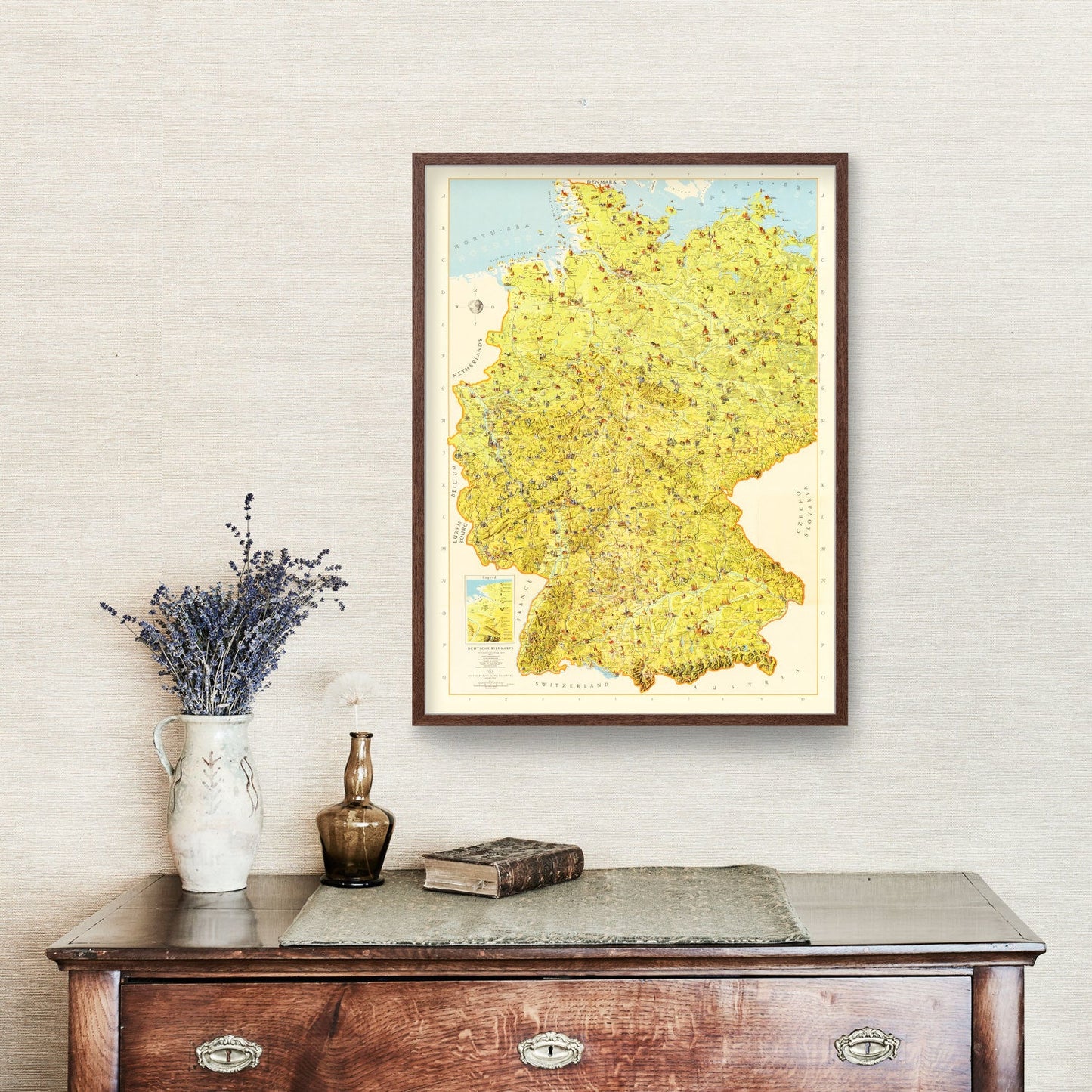 Vintage Map of Germany, 1954