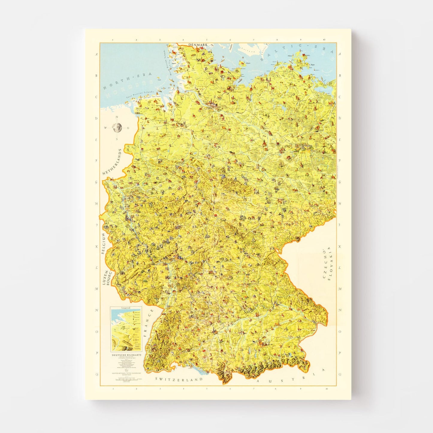 Vintage Map of Germany, 1954
