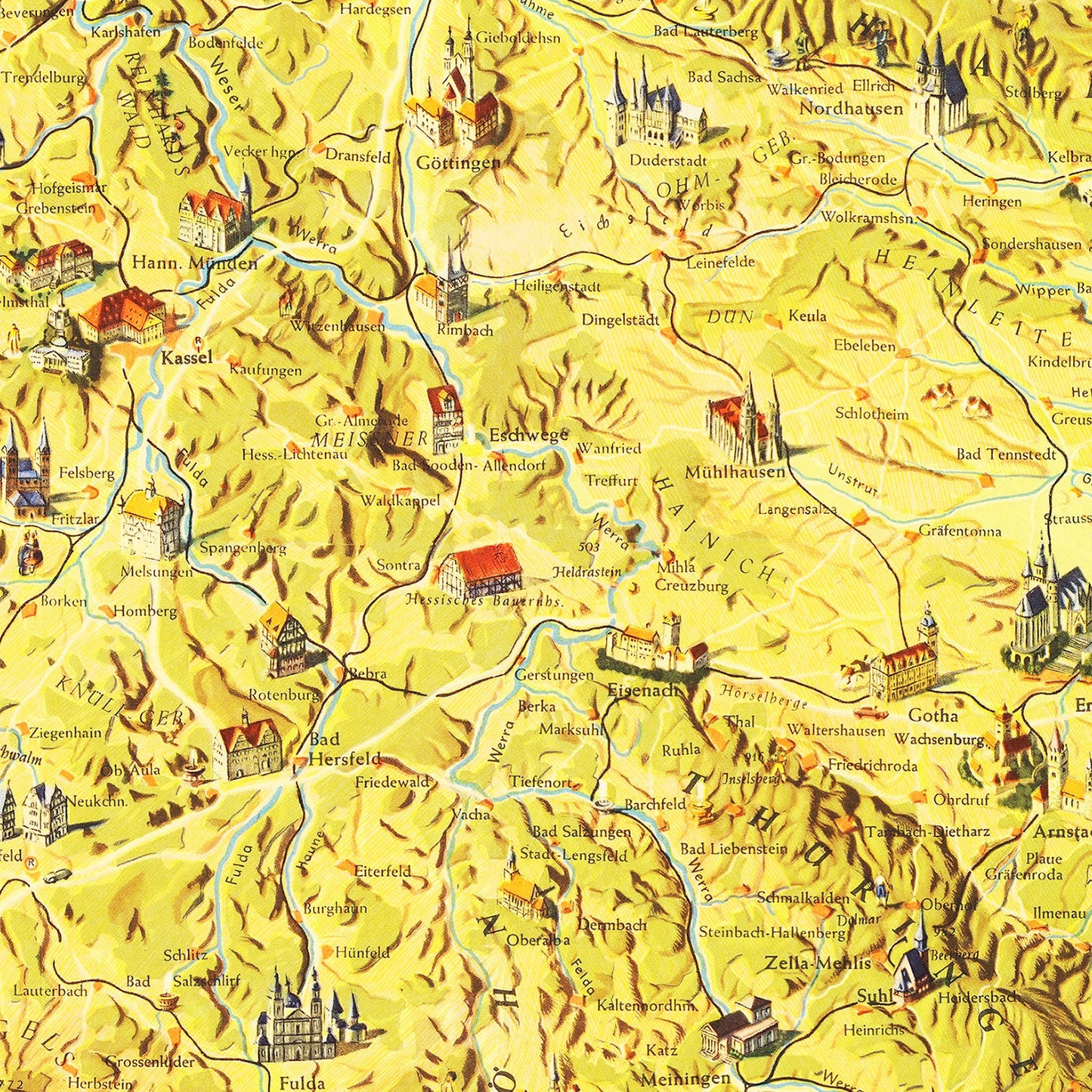 Vintage Map of Germany, 1954