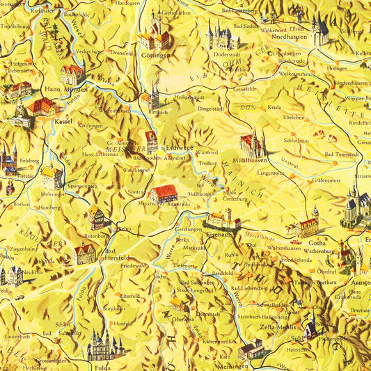 Vintage Map of Germany, 1954