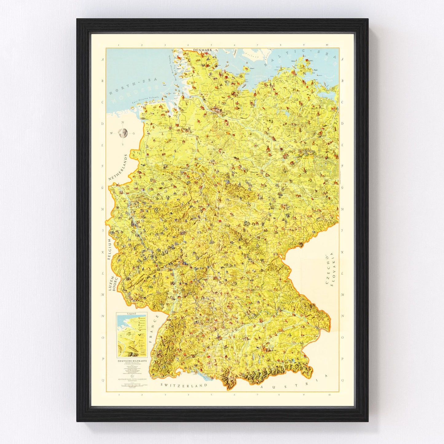 Vintage map of Germany, 1954