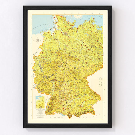 Vintage map of Germany, 1954