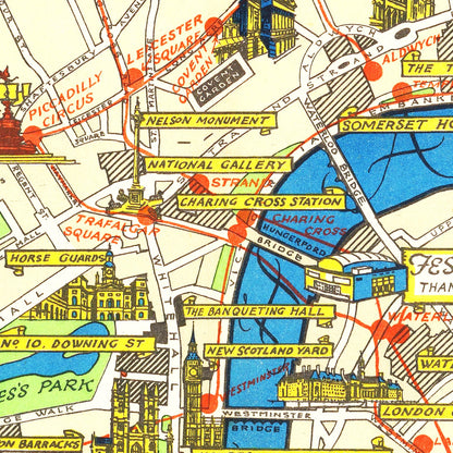 Vintage Map of London, England 1951