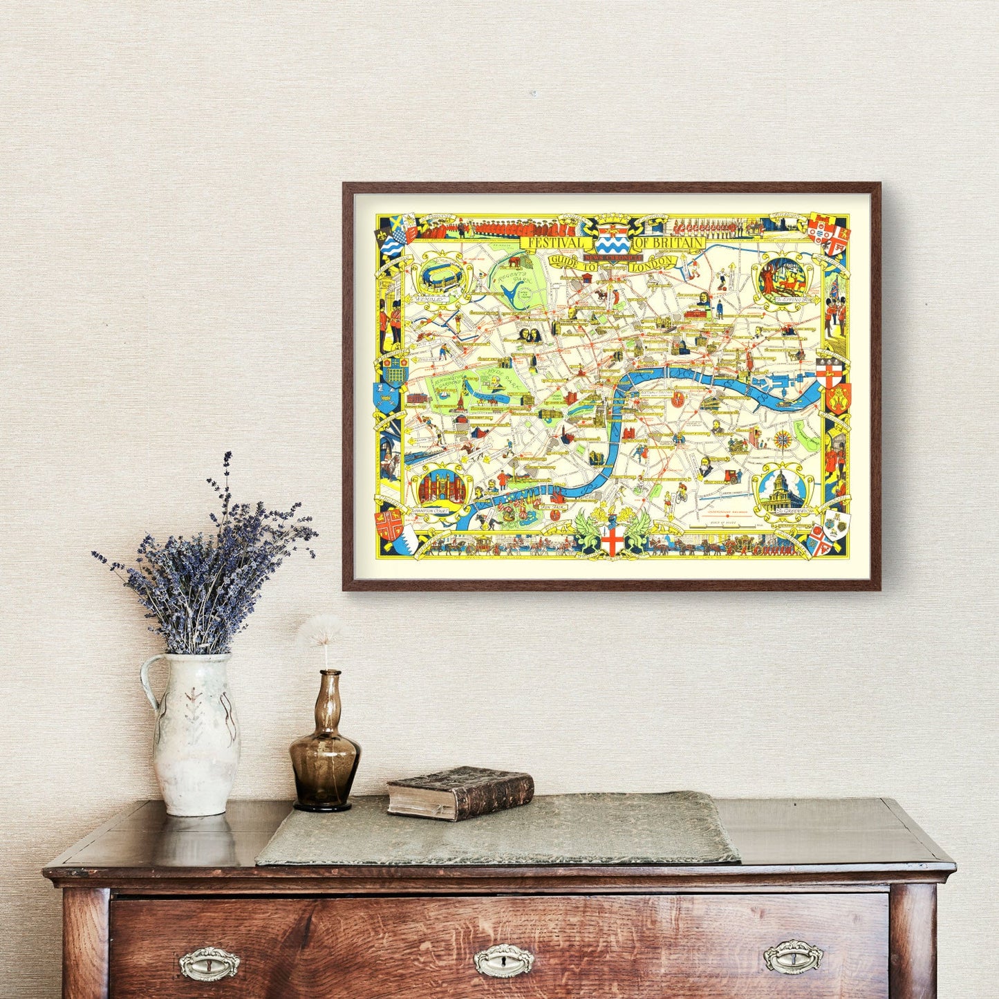 Vintage Map of London, England, 1951 II