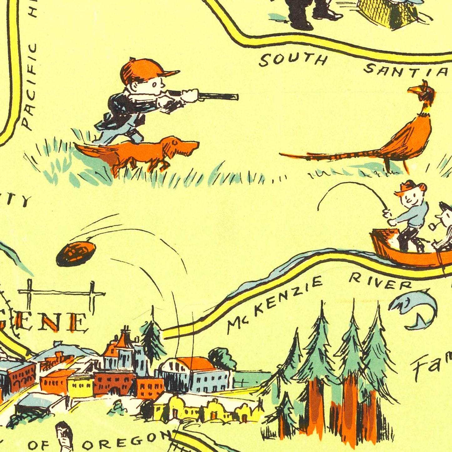 Vintage Map of Oregon, 1936