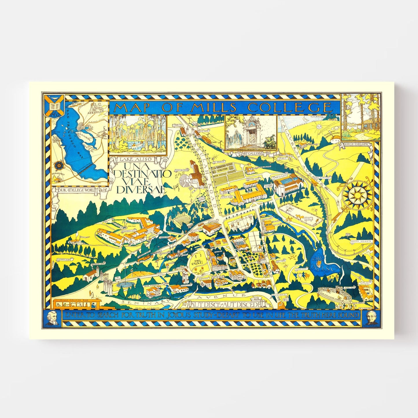 Vintage Map of Mills College, Oakland, 1920