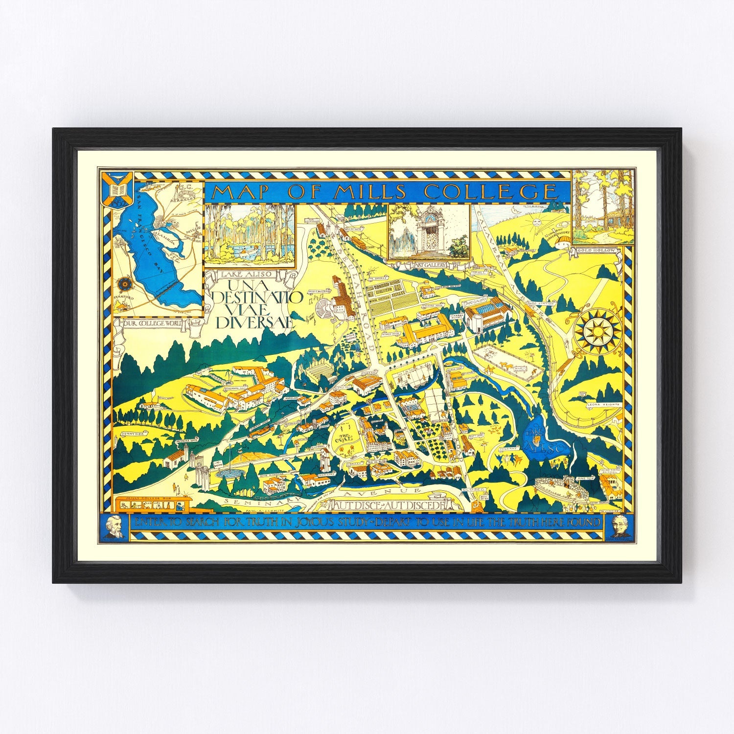 vintage map of Mills College, Oakland, 1920