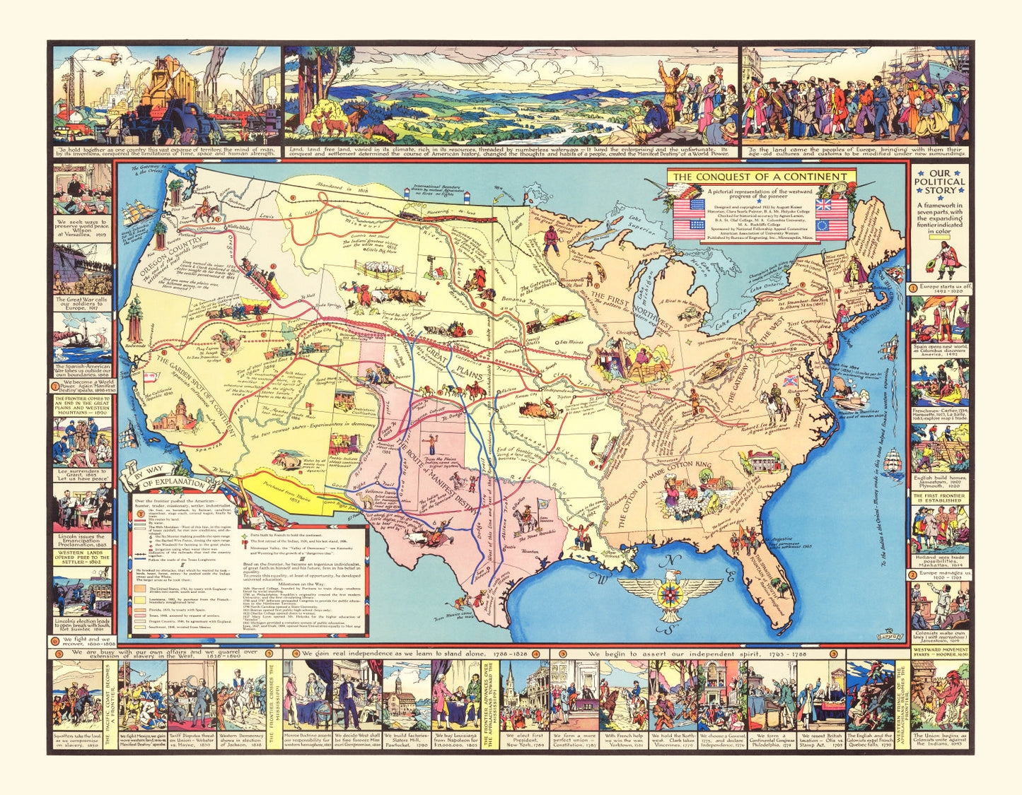 Vintage Map of America's Conquest, 1933
