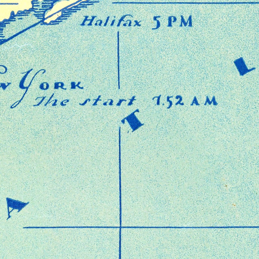 Vintage Map - Flight of Charles Lindbergh, 1927