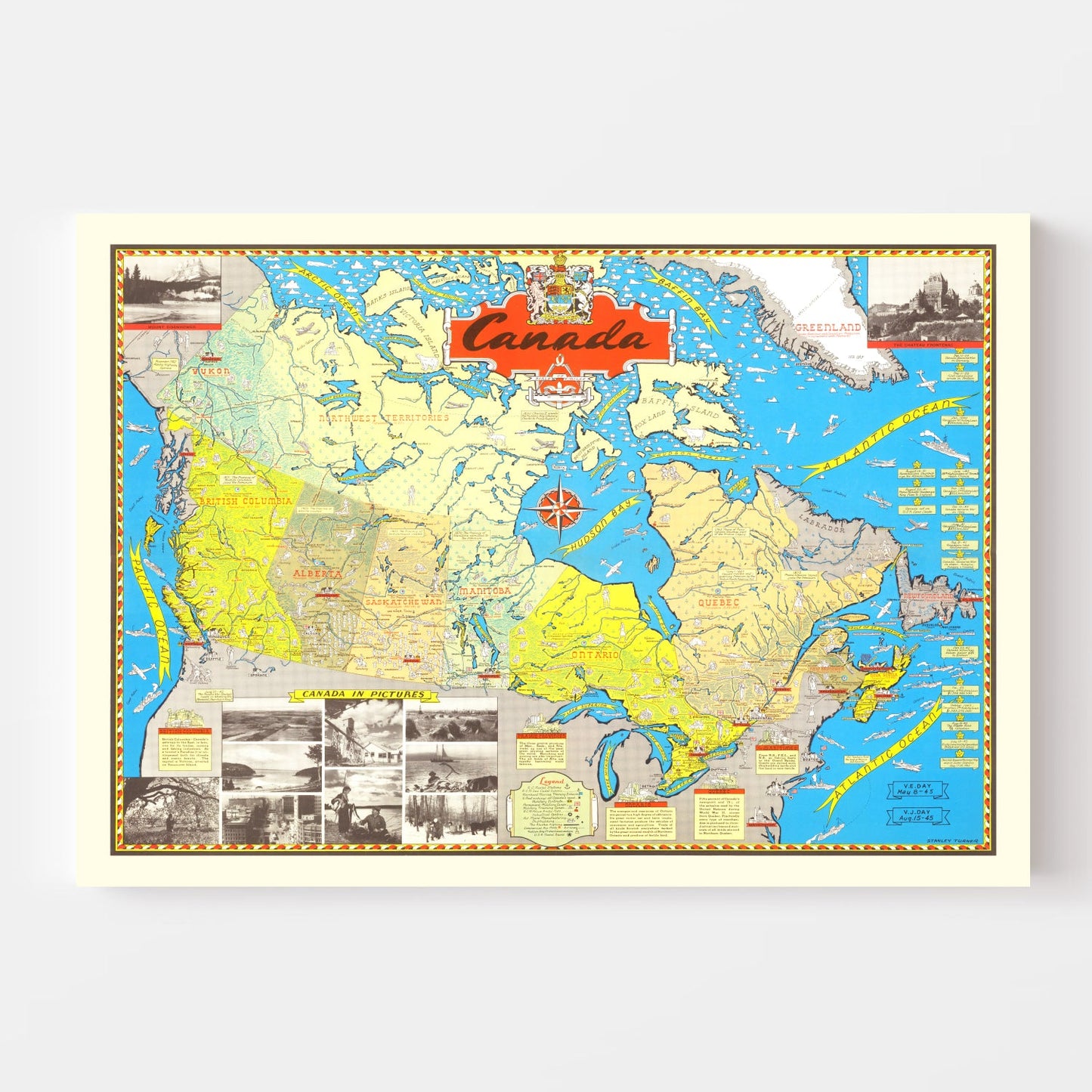 Vintage Map of Canada, 1945 Wall Art