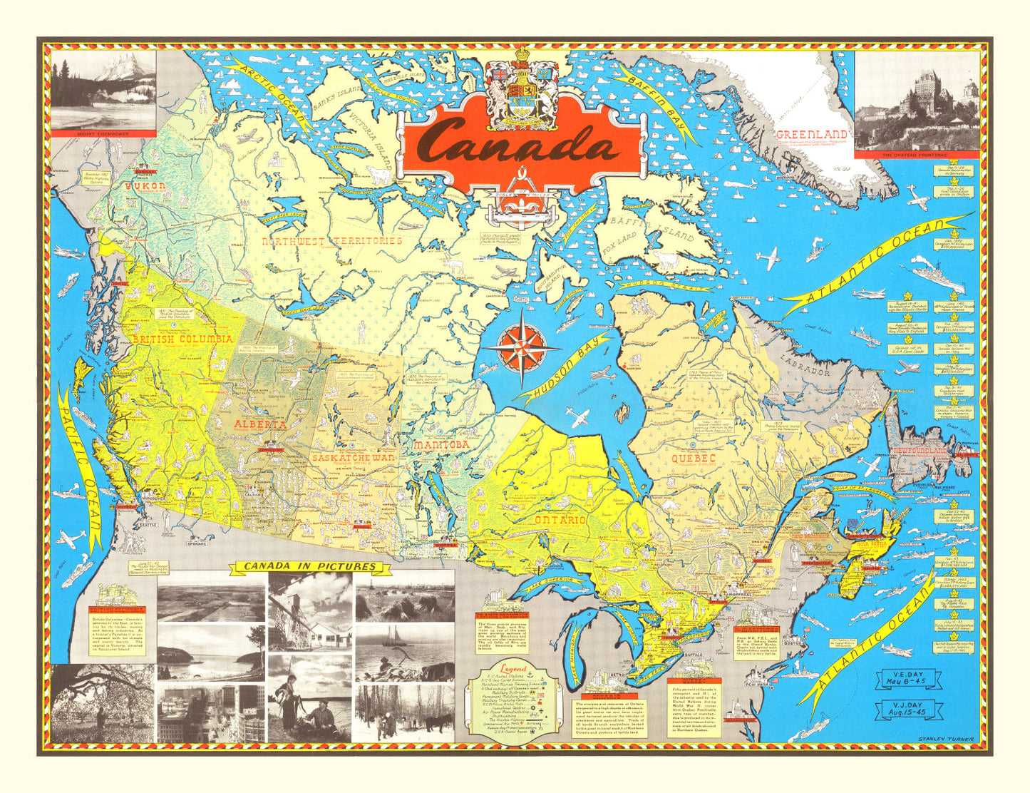 Vintage Map of Canada, 1945 Wall Art