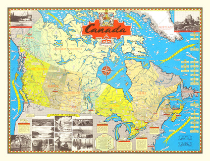 Vintage Map of Canada, 1945 Wall Art