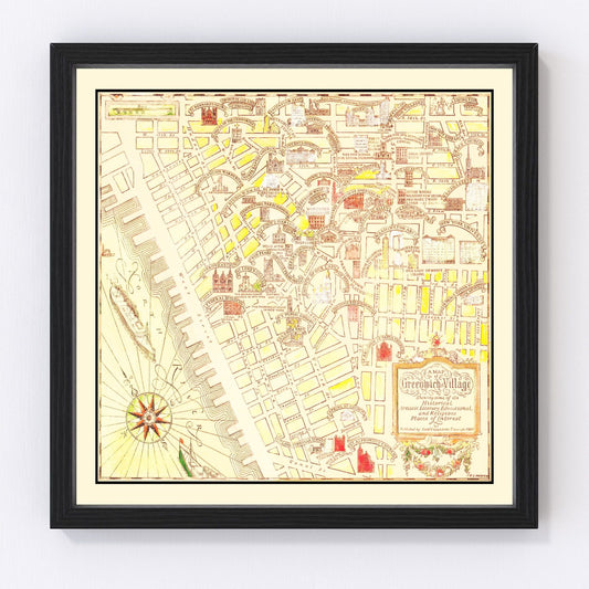 vintage map of Greenwich Village, New York, 1934