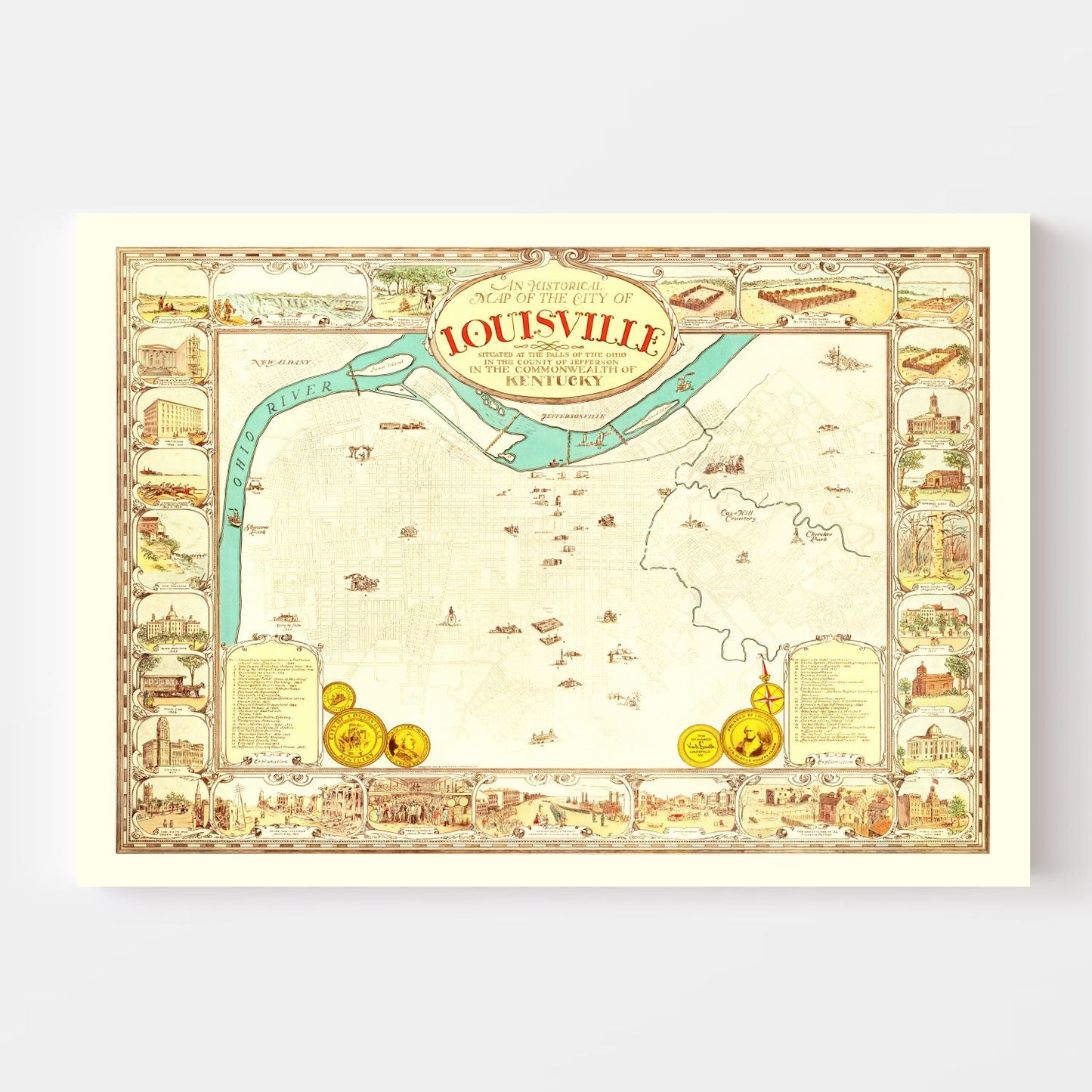 Vintage Map of Louisville, Kentucky, 1934