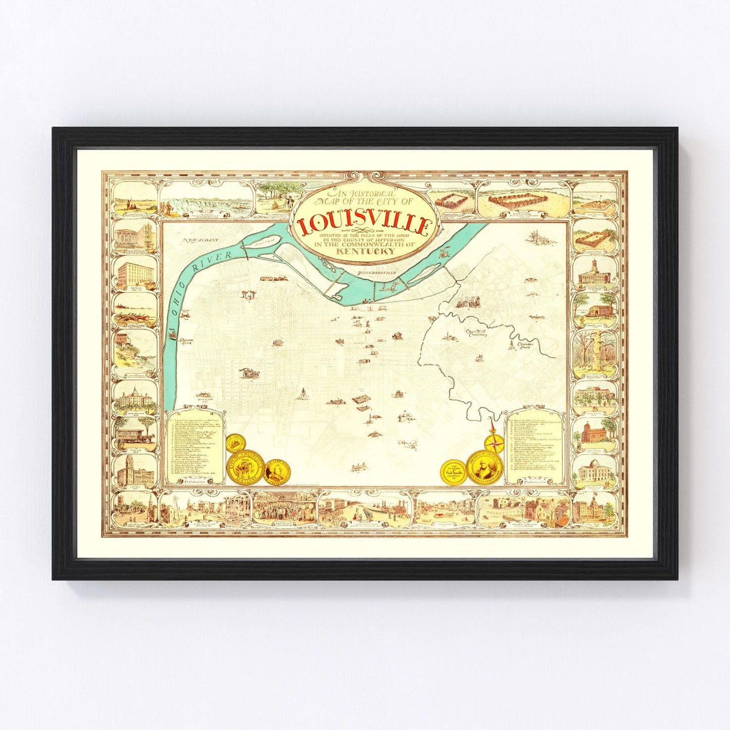 Vintage map of Louisville, Kentucky, 1934