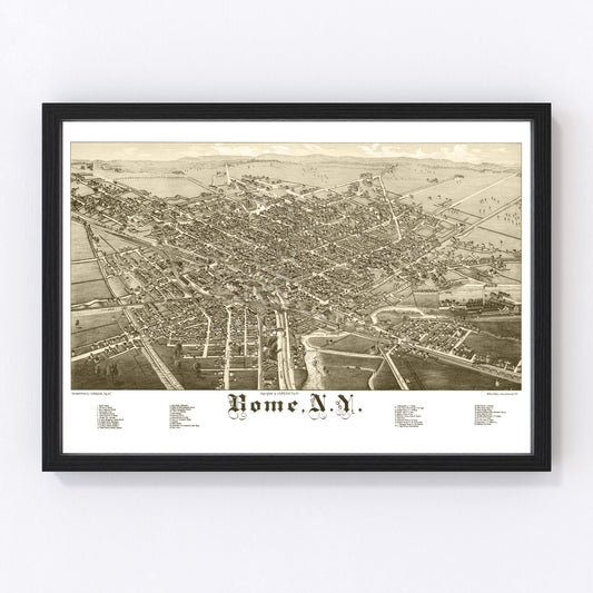 Vintage map of Rome, New York, 1886