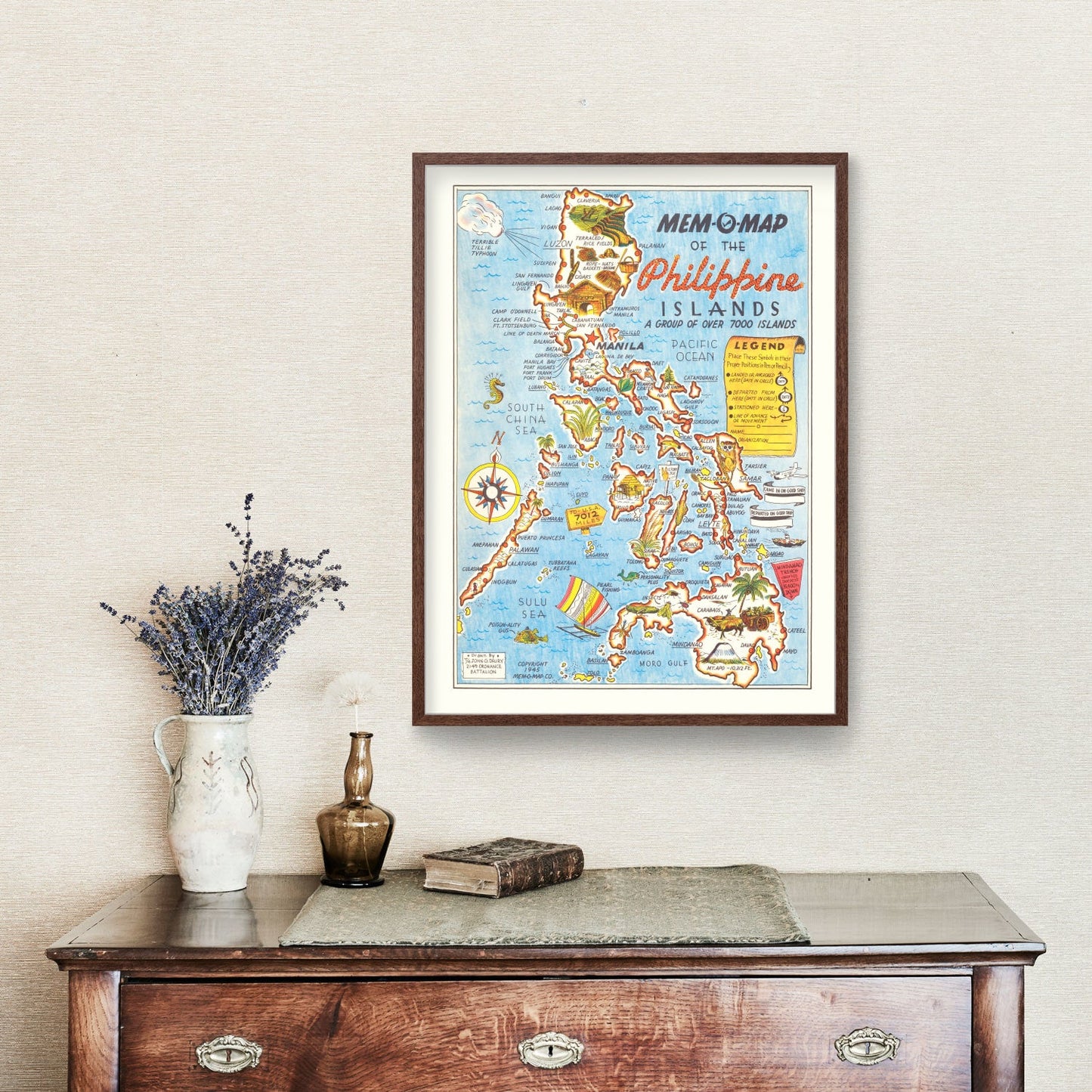Vintage Map of the Philippines, 1945