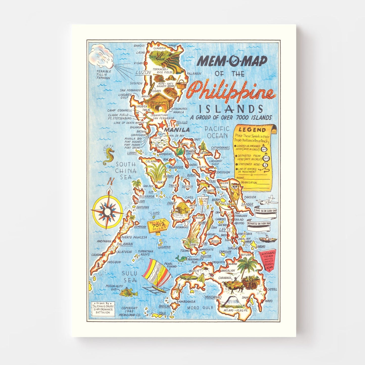 Vintage Map of the Philippines, 1945