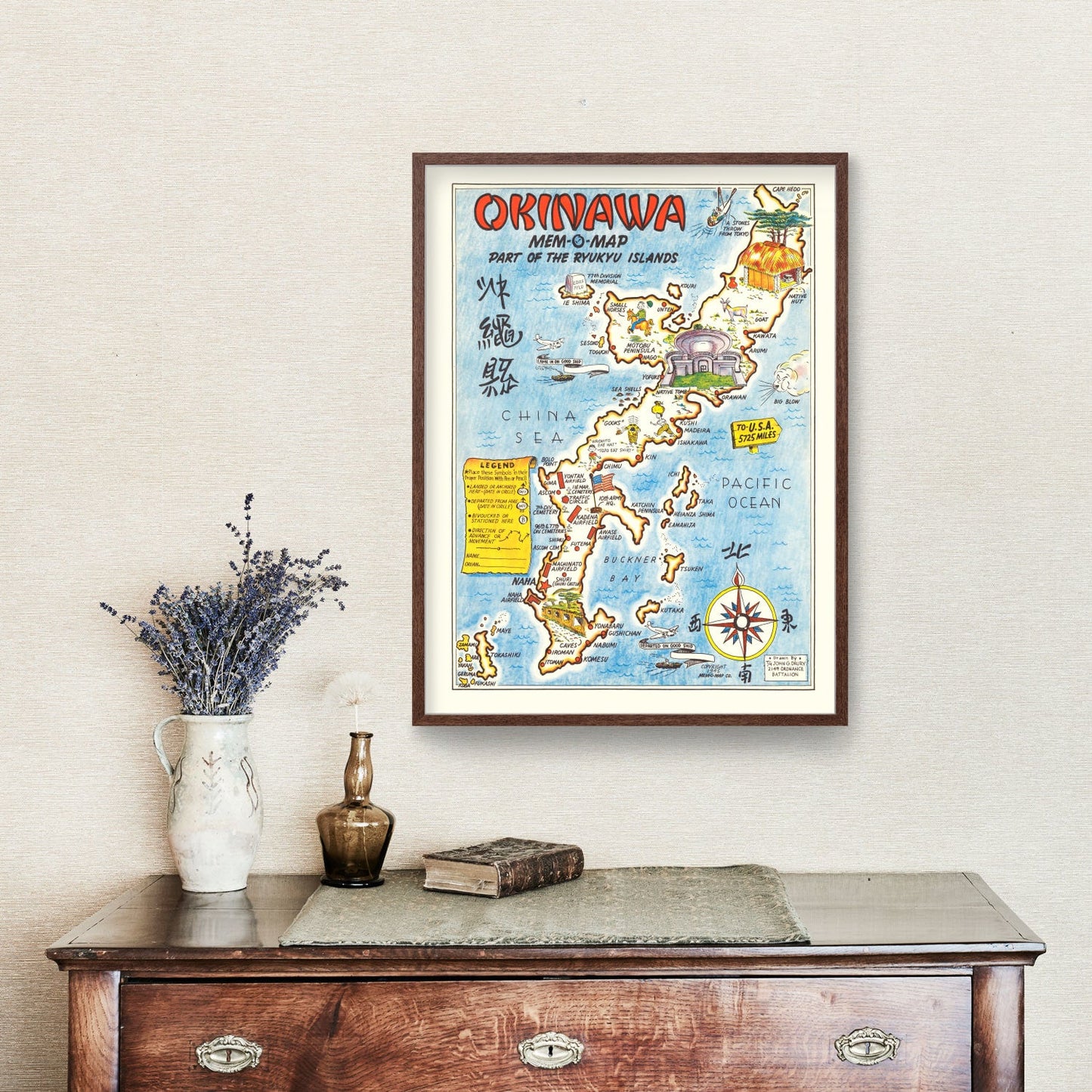 Vintage Map of the Ryukyu Islands, Japan, 1945