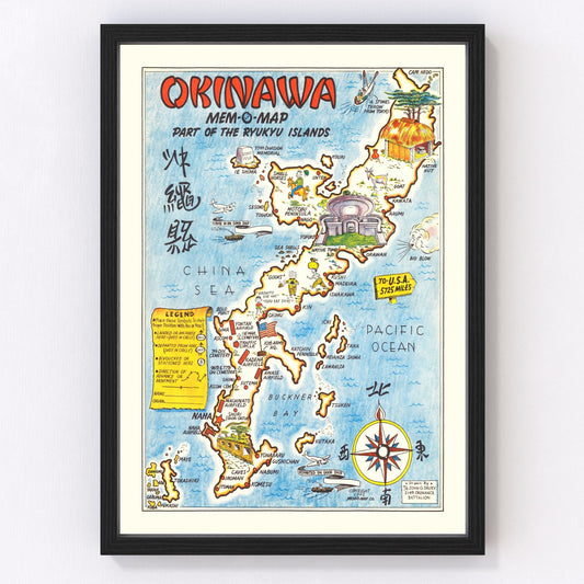 Vintage map of the Ryukyu Islands, Japan, 1945