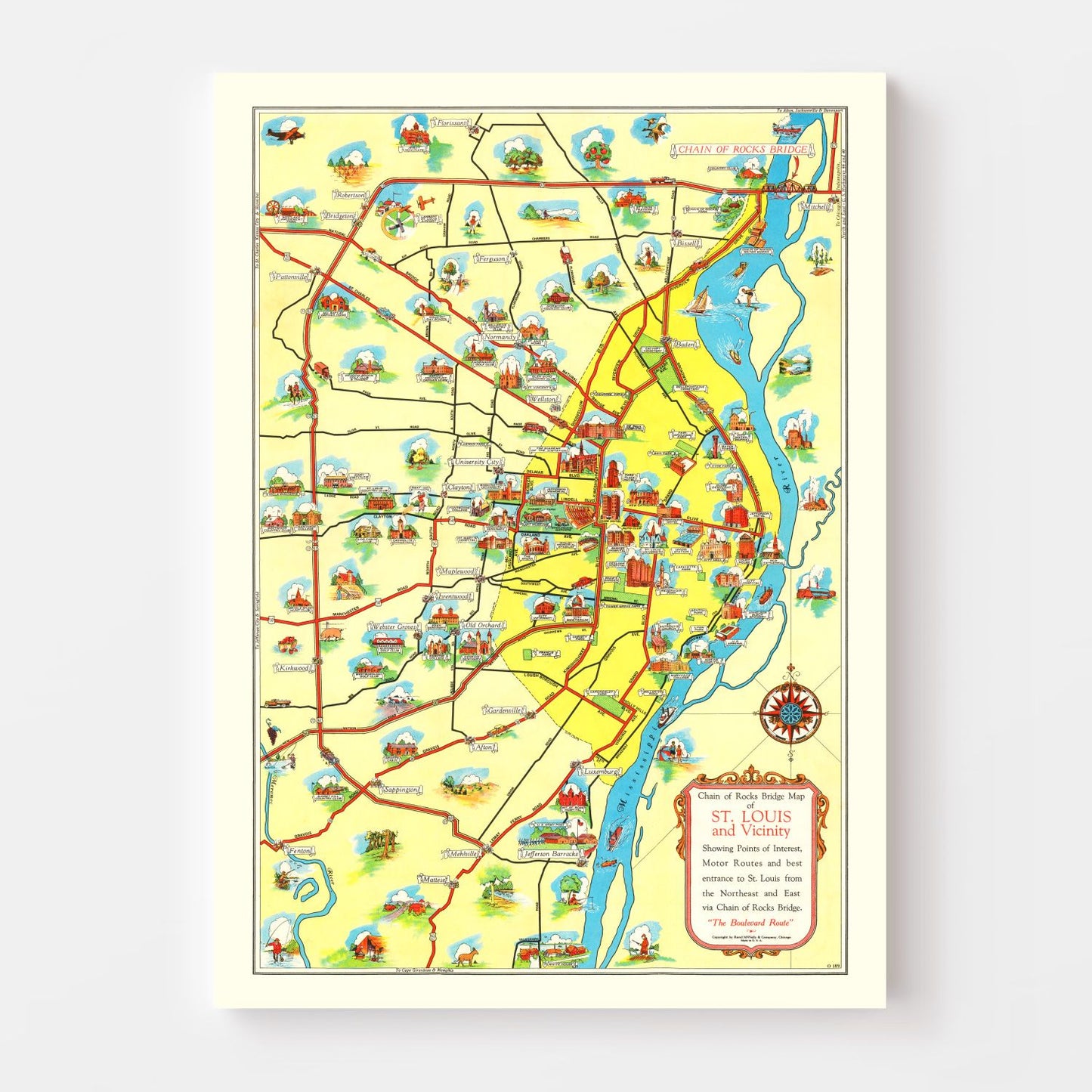 Vintage Map of St. Louis, Missouri, 1940