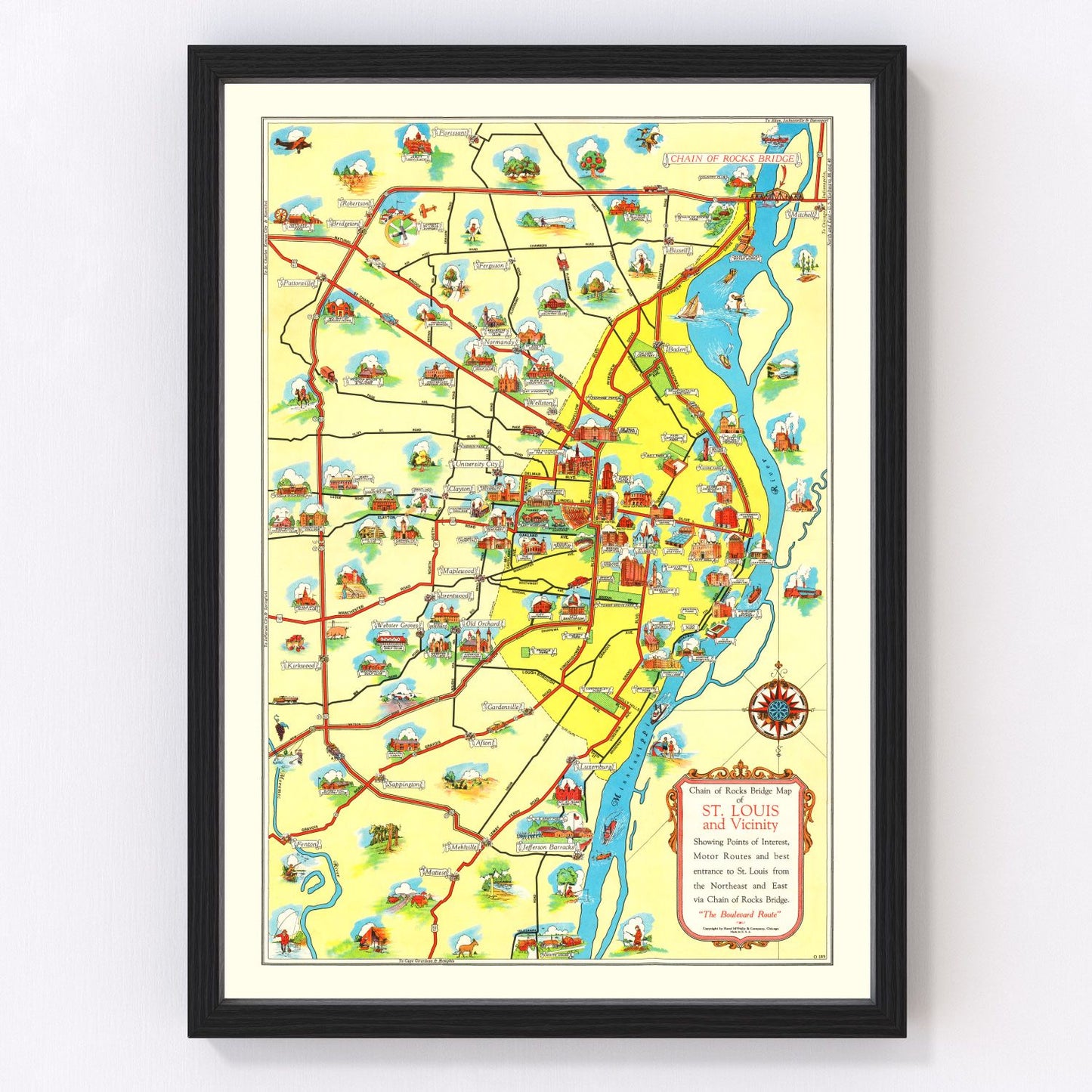 vintage map of St. Louis, Missouri, 1940