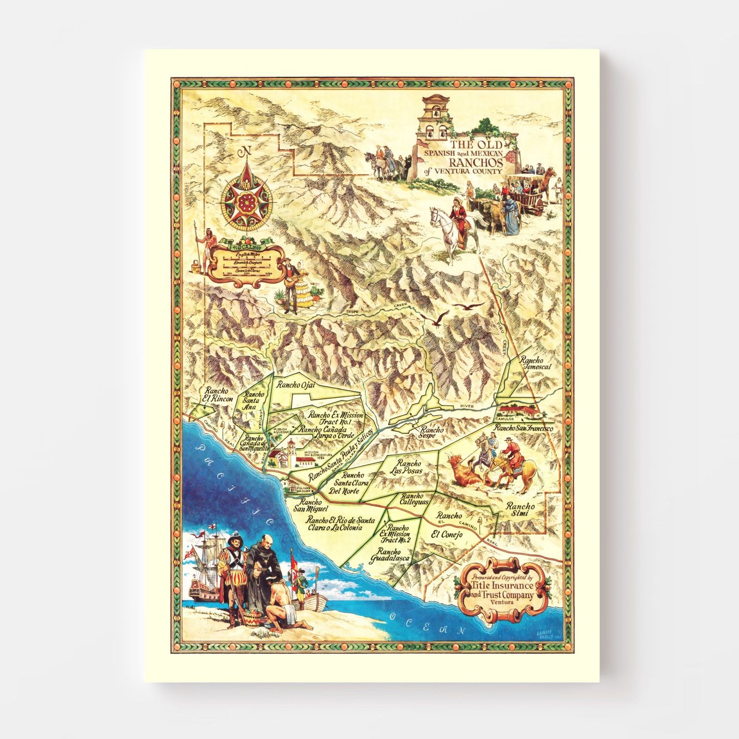 Vintage Map of Ventura County, Pennsylvania, 1965