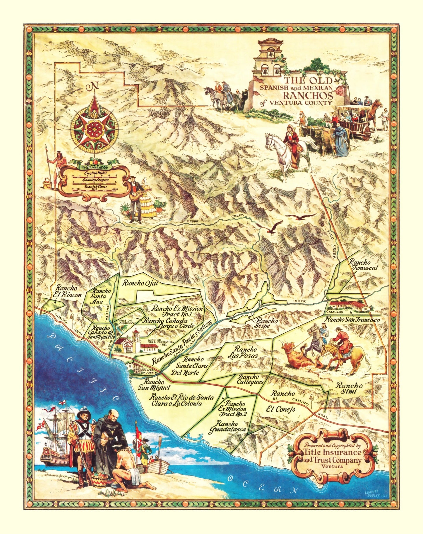 Vintage Map of Ventura County, Pennsylvania, 1965