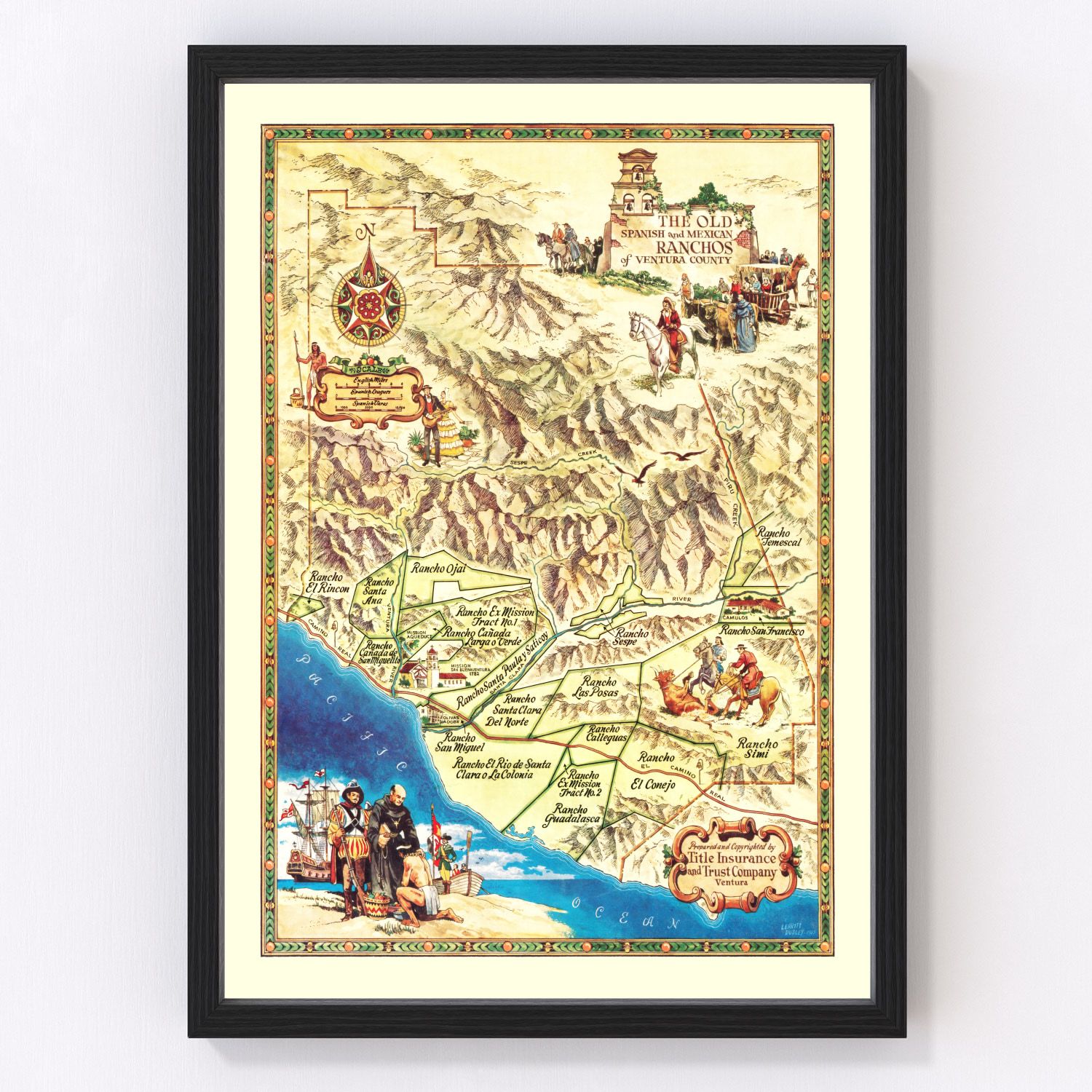 Vintage map of Ventura County, Pennsylvania, 1965